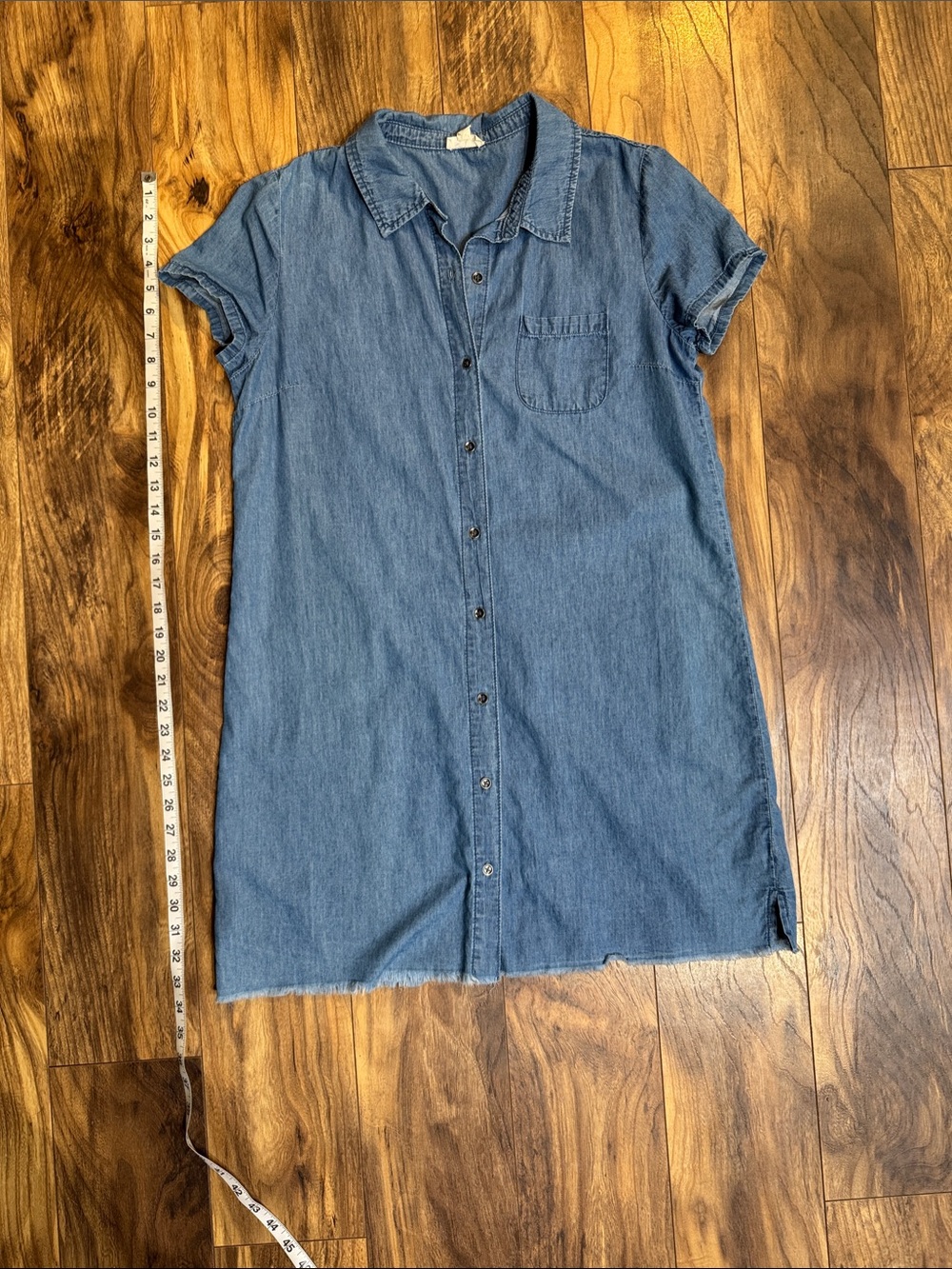 Hem & Thread Blue Denim Button-Front Shirt Dress